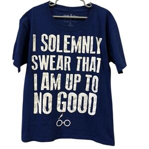Harry Potter I Solemnly Swear Im Up to No Good Blue Graphic Tee Shirt Youth 8
